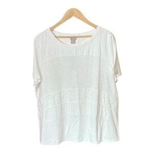 Embroidered Knit Panel Tee in White - Size 3 (US 16)